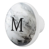 Initial Schwarz-weiß Marble Orb Monogram Keramikknauf (Rechts)
