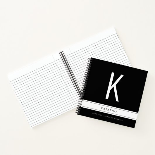 Initial Schwarz-Weiß-Moderne große Monogramm Notizblock (Innenseite)