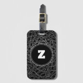 Initial Schwarz-Weiß-Muster Monogramm Gepäckanhänger (Vorderseite Vertikal)
