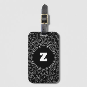 Initial Schwarz-Weiß-Muster Monogramm Gepäckanhänger