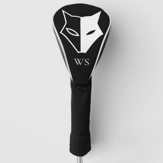 Initial Schwarz-Weiß-Wildfox-Kopf-Monogramm Golf Headcover (Vorderseite)