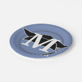 Initial Schwarz-weiße Graduation Pappteller (Schrägansicht)