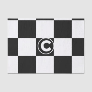 Initial Schwarz-weiße kartierte Quadrate Seidenpapier