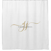 Initial-Script-Name der Black Gold Monogram Duschvorhang (Vorderseite)