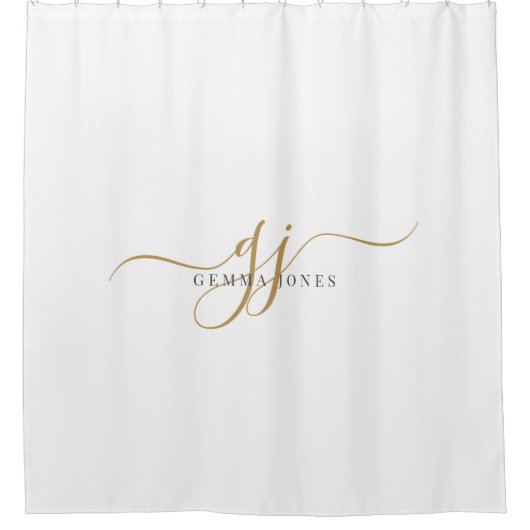 Initial-Script-Name der Black Gold Monogram Duschvorhang (Vorderseite)