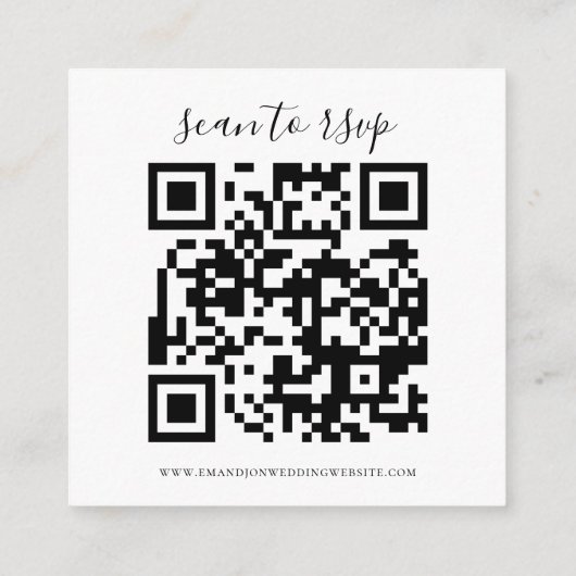 Initial Script QR Code Hochzeiten Schwarz-weiße UA Begleitkarte (Rückseite)