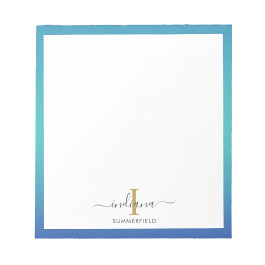 Initial-Skript für Elegant Monogram Custom Notizblock (Vorderseite)