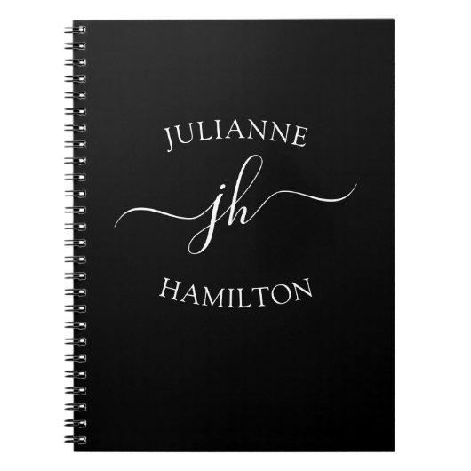 Initial-Skriptname für Elegant Monogram Notizblock (Vorderseite)