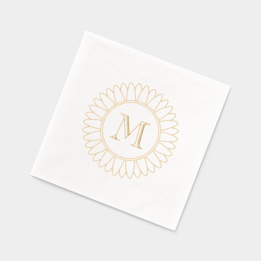 Initial Sonnenblumenmonogramm Servietten Mit Folie (Links)