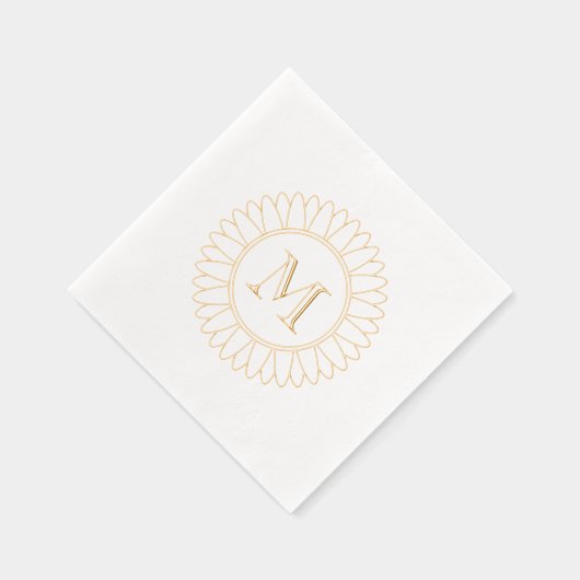 Initial Sonnenblumenmonogramm Servietten Mit Folie (Rechts)