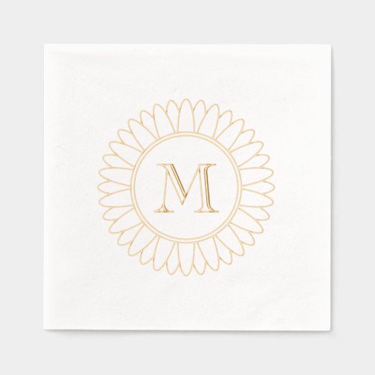 Initial Sonnenblumenmonogramm Servietten Mit Folie (Vorderseite)