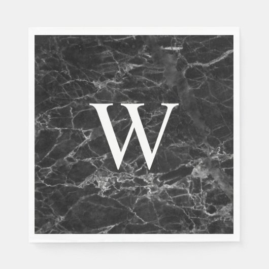 Initial Square Custom Paper Napkins aus schwarzem Serviette (Vorderseite)