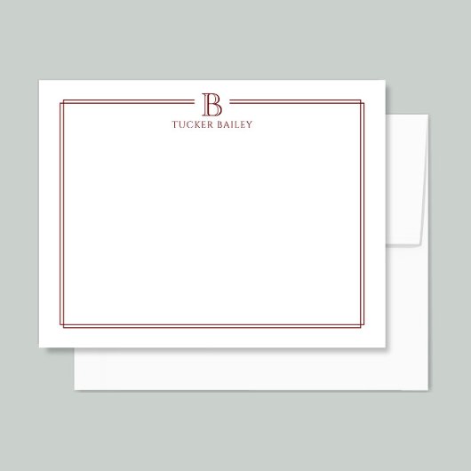 Initial Stationery Dark Red Mitteilungskarte
