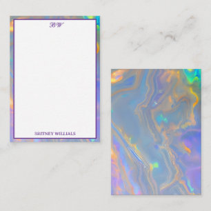 Initial Stationery Elegant Opal Monogram Mitteilungskarte