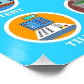 Initial T 1 Syllable Words - Blue Poster (Ecke)