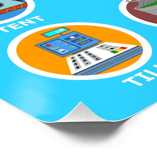 Initial T 1 Syllable Words - Blue Poster (Ecke)