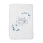 Initial "T" Blue Monogram Calm Floral Badematte (Vorderseite Vertikal)