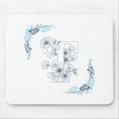 Initial "T" Blue Monogram Calm Floral Mousepad (Vorne)