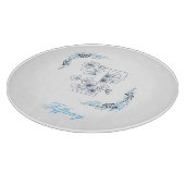 Initial "T" Blue Monogram Calm Floral Schneidebrett (Ecke)