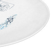 Initial "T" Blue Monogram Calm Floral Schneidebrett (Ecke)