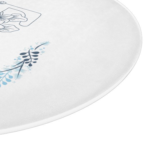 Initial "T" Blue Monogram Calm Floral Schneidebrett (Ecke)