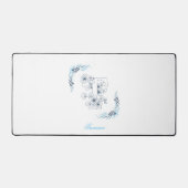 Initial "T" Blue Monogram Calm Floral Schreibtischunterlage (Vorderseite)
