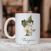 Initial T Boho Floral Orchid Greenery Individuelle Kaffeetasse