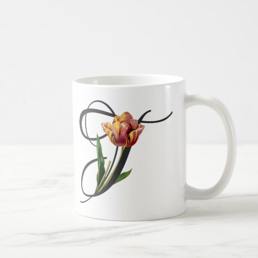 Initial T, Vintag Tulips Kaffeemaschine Tasse (Rechts)