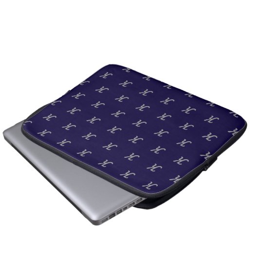 Initial Tablet Case (Navy Blue & Silver) (Vorne Knopf)