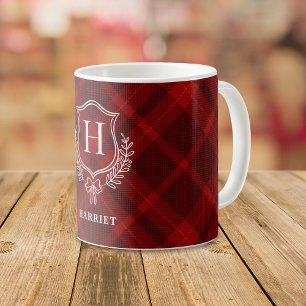 Initial-Tartan-Kariertes Monogramm Kaffeetasse