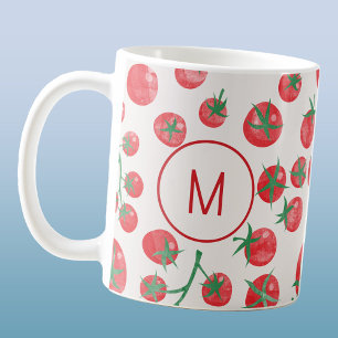 Initial Tomato Watercolor Mediterrane Monogramm Kaffeetasse