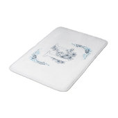 Initial "U" Blue Monogram Calm Floral Badematte (Schrägansicht)