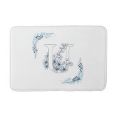 Initial "U" Blue Monogram Calm Floral Badematte (Vorderseite)