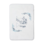 Initial "U" Blue Monogram Calm Floral Badematte (Vorderseite Vertikal)