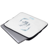Initial "U" Blue Monogram Calm Floral Laptopschutzhülle (Vorne Knopf)