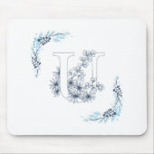 Initial "U" Blue Monogram Calm Floral Mousepad (Vorne)