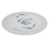 Initial "U" Blue Monogram Calm Floral Schneidebrett (Ecke)