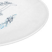 Initial "U" Blue Monogram Calm Floral Schneidebrett (Ecke)
