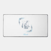 Initial "U" Blue Monogram Calm Floral Schreibtischunterlage (Vorderseite)