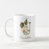 Initial U Boho Floral Orchid Greenery Individuelle Kaffeetasse (Links)