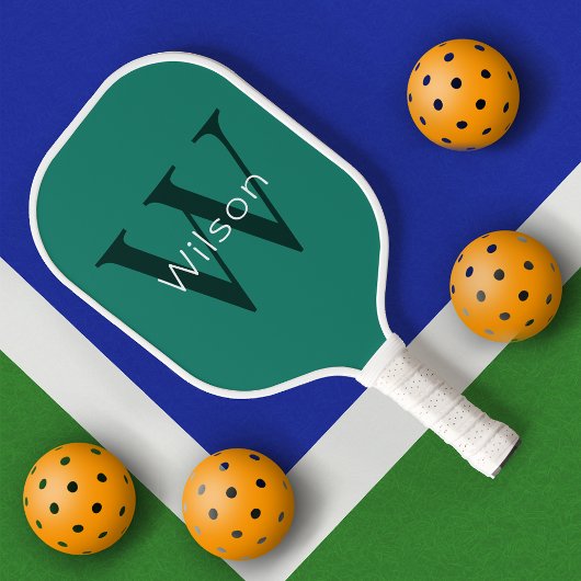 Initial und Name der grünen Monogrammkarte Pickleball Schläger
