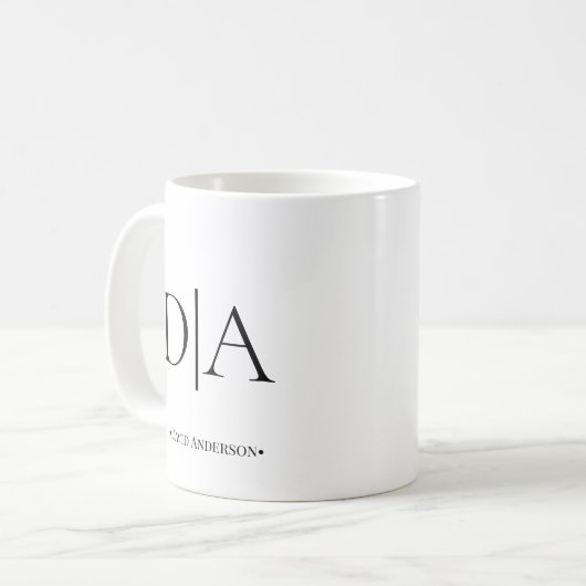 Initial und Name des Minimalistischen Monogramms m Kaffeetasse (Vorderseite Links)