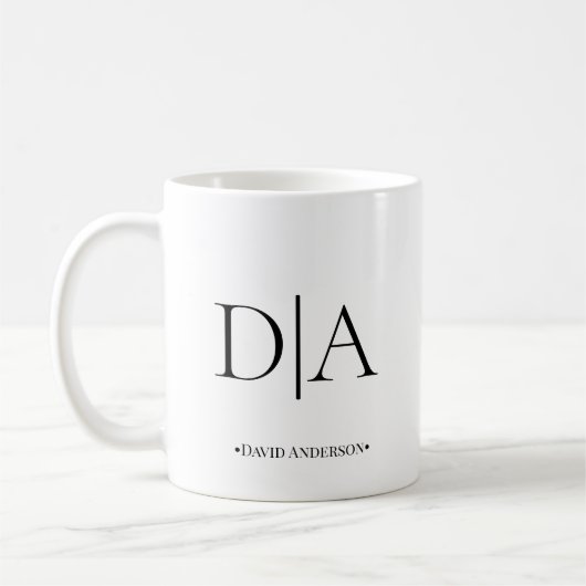 Initial und Name des Minimalistischen Monogramms m Kaffeetasse (Links)