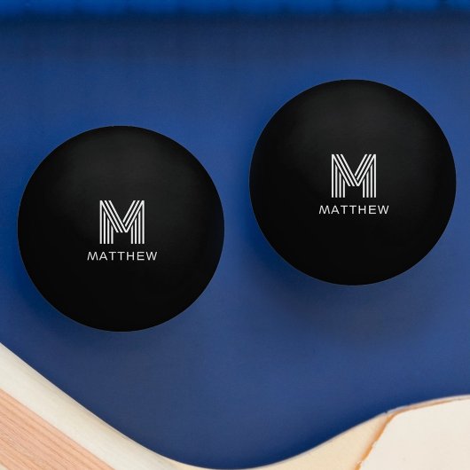 Initial und Name des modernen Monogramms Tischtennisball