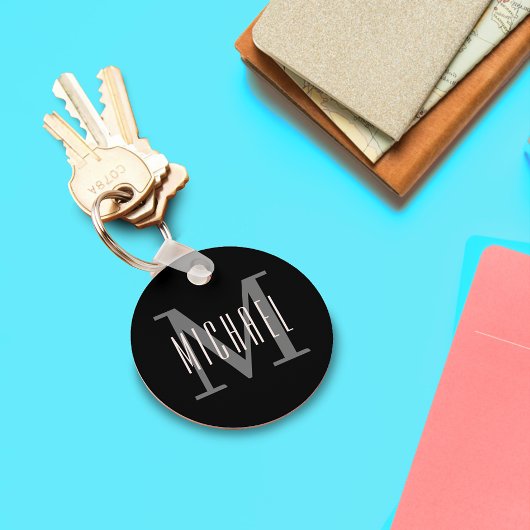 Initial und Vorname des Monogrammes Schwarz und We Schlüsselanhänger