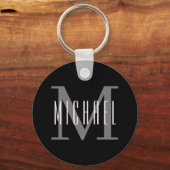 Initial und Vorname des Monogrammes Schwarz und We Schlüsselanhänger (Vorderseite)