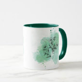 Initial V Aquarellfarbenmonogramm Grün Botanisch Tasse (VorderseiteRechts)