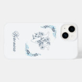 Initial "V" Blue Monogram Calm Floral Case-Mate iPhone Hülle (Rückseite (Horizontal))