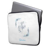 Initial "V" Blue Monogram Calm Floral Laptopschutzhülle (Vorderseite Links)