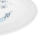 Initial "V" Blue Monogram Calm Floral Schneidebrett (Ecke)